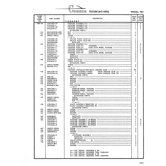 Aviation Part (0741622-1) — Cessna 182 Skylane Aviation Part (0741622-1) — Cessna 182 Skylane