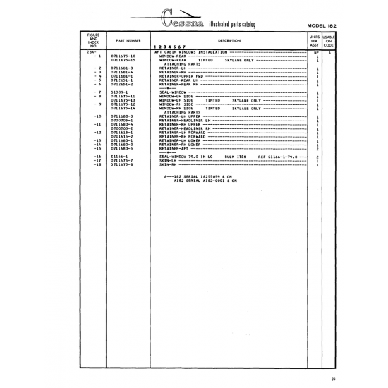 Aviation Part (Sll66-l) — Cessna 182 Skylane Aviation Part (Sll66-l) — Cessna 182 Skylane