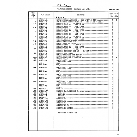 Aviation Part (0712609-3) — Cessna 182 Skylane Aviation Part (0712609-3) — Cessna 182 Skylane