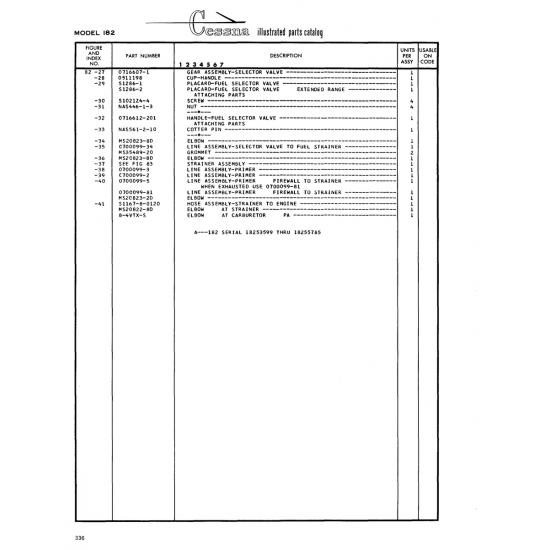 Aviation Part (0700099-81) — Cessna 182 Skylane Aviation Part (0700099-81) — Cessna 182 Skylane
