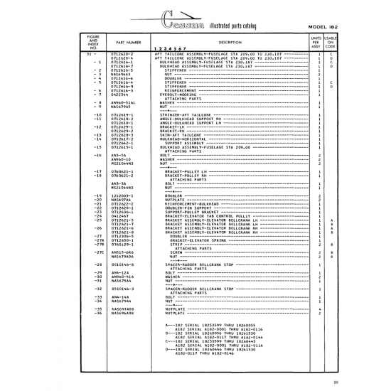 Aviation Part (0712616-1) — Cessna 182 Skylane