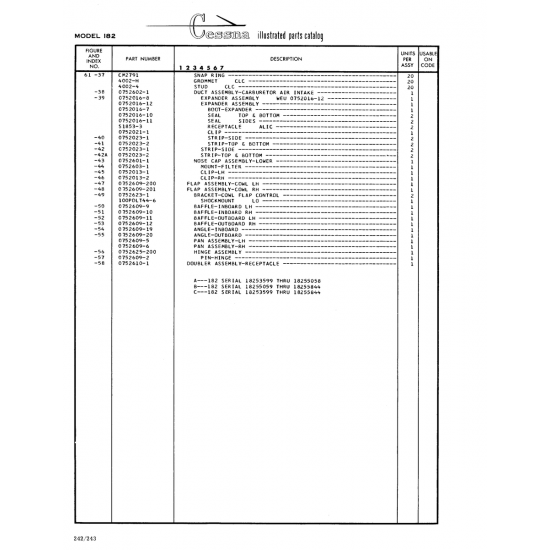 Aviation Part (0152609-200) — Cessna 182 Skylane