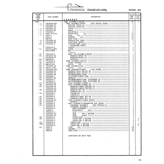 Aviation Part (KM610-051) — Cessna 182 Skylane Aviation Part (KM610-051) — Cessna 182 Skylane