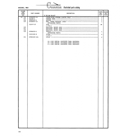 Aviation Part (0500010-4) — Cessna 182 Skylane Aviation Part (0500010-4) — Cessna 182 Skylane