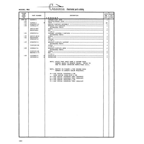 Aviation Part (S1430-l) — Cessna 182 Skylane