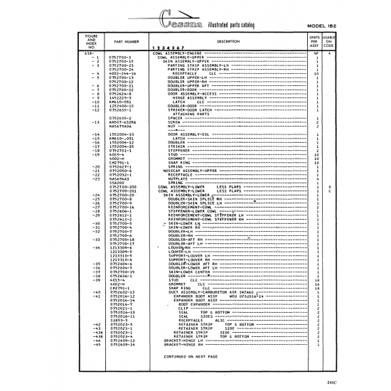 Aviation Part (0152700-7) — Cessna 182 Skylane Aviation Part (0152700-7) — Cessna 182 Skylane