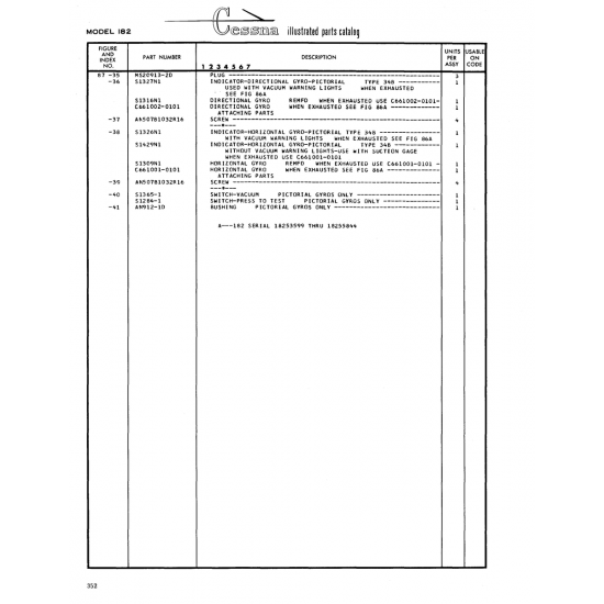 Aviation Part (C66l002-0l0l) — Cessna 182 Skylane Aviation Part (C66l002-0l0l) — Cessna 182 Skylane