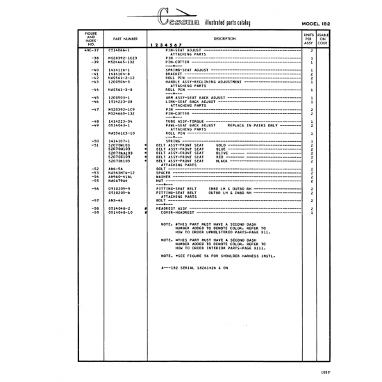 Aviation Part (520702103) — Cessna 182 Skylane Aviation Part (520702103) — Cessna 182 Skylane