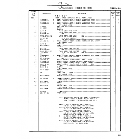 Aviation Part (Sl898-l) — Cessna 182 Skylane Aviation Part (Sl898-l) — Cessna 182 Skylane