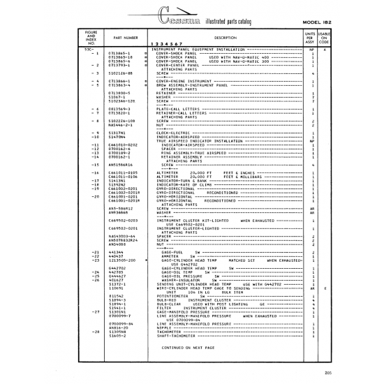 Aviation Part (Sl941-l) — Cessna 182 Skylane Aviation Part (Sl941-l) — Cessna 182 Skylane