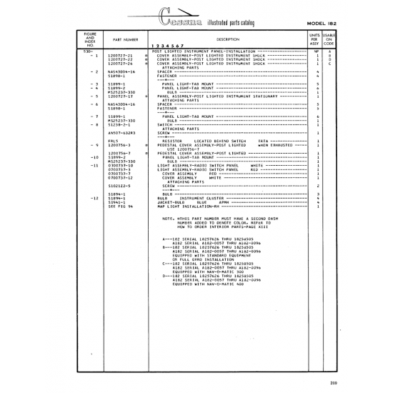 Aviation Part (Sl894-1) — Cessna 182 Skylane Aviation Part (Sl894-1) — Cessna 182 Skylane