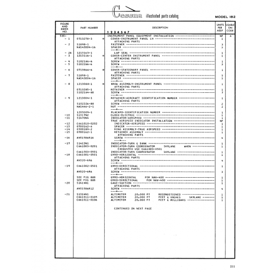 Aviation Part (Sl317N2) — Cessna 182 Skylane Aviation Part (Sl317N2) — Cessna 182 Skylane
