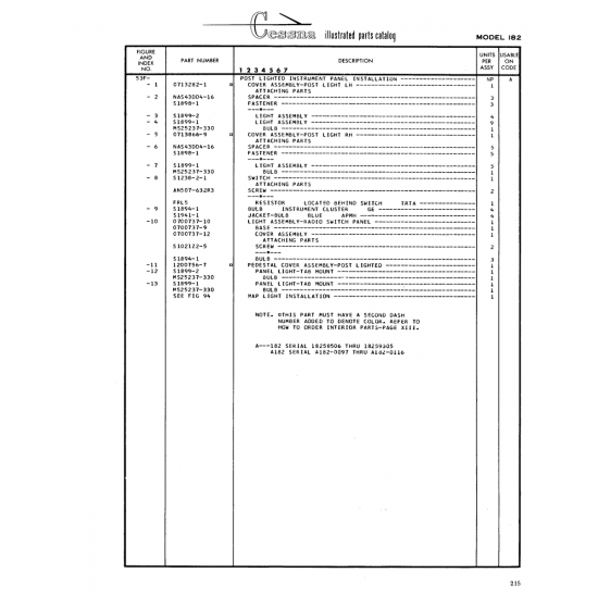 Aviation Part (Sl899-2) — Cessna 182 Skylane Aviation Part (Sl899-2) — Cessna 182 Skylane