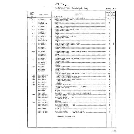 Aviation Part (0113278-3) — Cessna 182 Skylane Aviation Part (0113278-3) — Cessna 182 Skylane