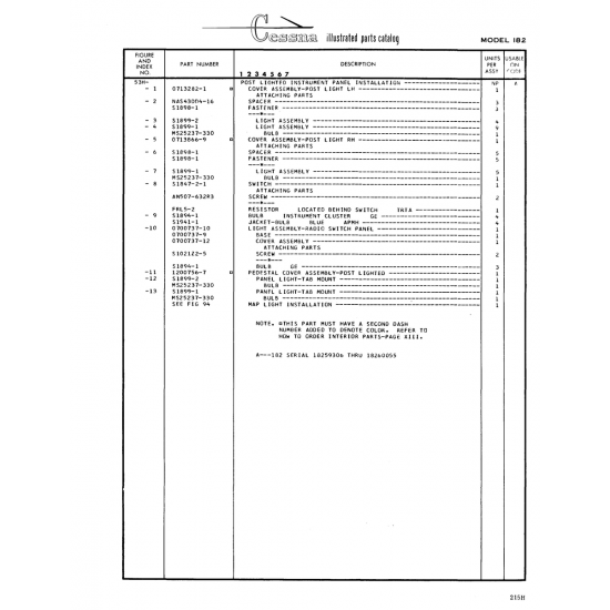 Aviation Part (Sl847-2-l) — Cessna 182 Skylane Aviation Part (Sl847-2-l) — Cessna 182 Skylane