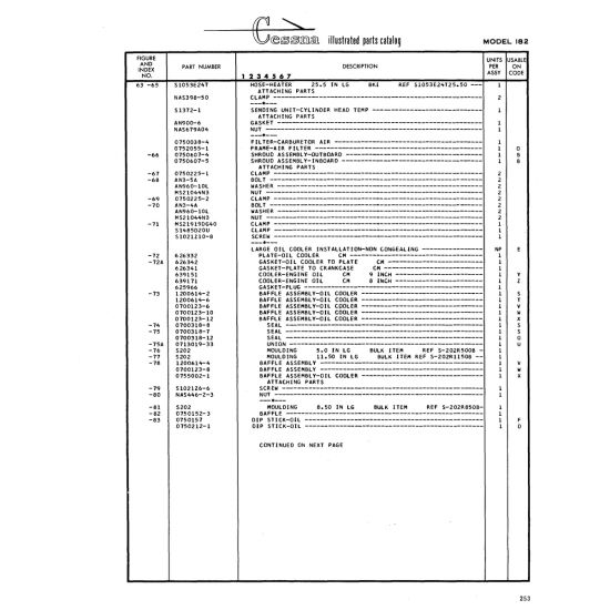 Aviation Part (0750225-2) — Cessna 182 Skylane