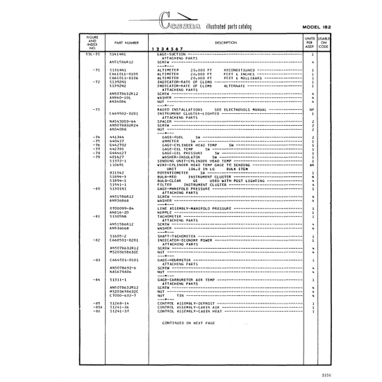 Aviation Part (Sl241-36) — Cessna 182 Skylane Aviation Part (Sl241-36) — Cessna 182 Skylane