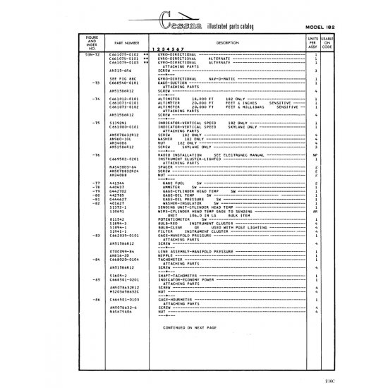 Aviation Part (4-42785) — Cessna 182 Skylane Aviation Part (4-42785) — Cessna 182 Skylane