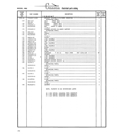 Military-Standard Aircraft Part (MS20913-tn) — Cessna 182 Skylane Military-Standard Aircraft Part (MS20913-tn) — Cessna 182 Skylane