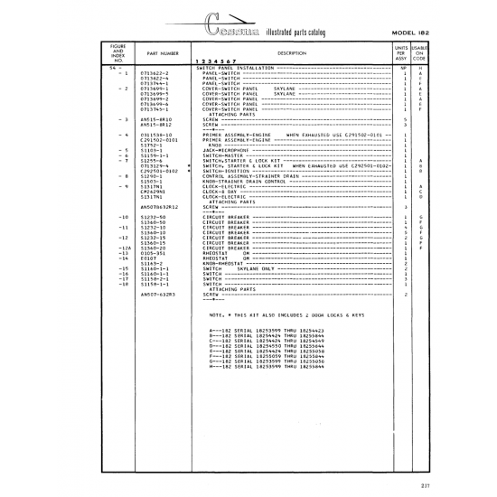 Aviation Part (E0107) — Cessna 182 Skylane