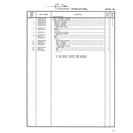 Aviation Part (0750130-42) — Cessna 182 Skylane Aviation Part (0750130-42) — Cessna 182 Skylane
