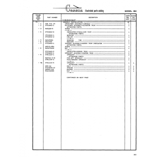 Aviation Part (0713032-1) — Cessna 182 Skylane Aviation Part (0713032-1) — Cessna 182 Skylane