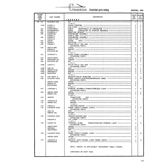 Aviation Part (1620075-3) — Cessna 182 Skylane Aviation Part (1620075-3) — Cessna 182 Skylane