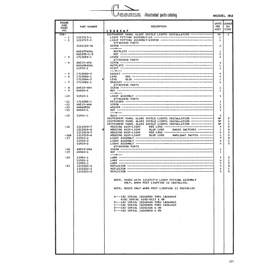 Aviation Part (51972-2) — Cessna 182 Skylane