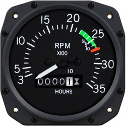 3 1/8 inch Cessna Mechanical Tachometer by Superior Labs Sl 55002-14-N00 SL1010-55002-14-N00 C668020-2020 Cessna C-172  Marking Redline 2700