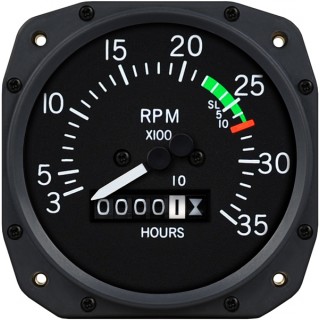3 1/8 inch Cessna Mechanical Tachometer by Superior Labs Sl 55002-14-N00 SL1010-55002-14-N00 C668020-2020 Cessna C-172  Marking Redline 2700